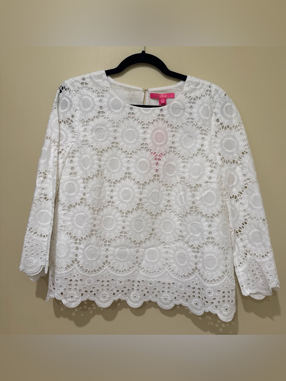 White Eyelet Lilly Pulitzer Long-Sleeve Top